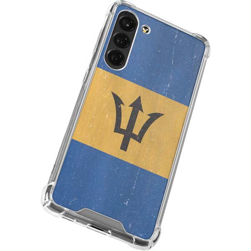 Barbados Flag Distressed Galaxy S24 FE Clear Case